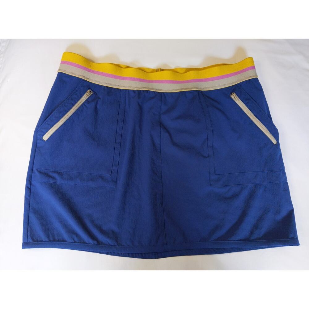 Orvis Blue Athletic Skort Colorblock Waist Pockets Sporty Preppy Tennis L
